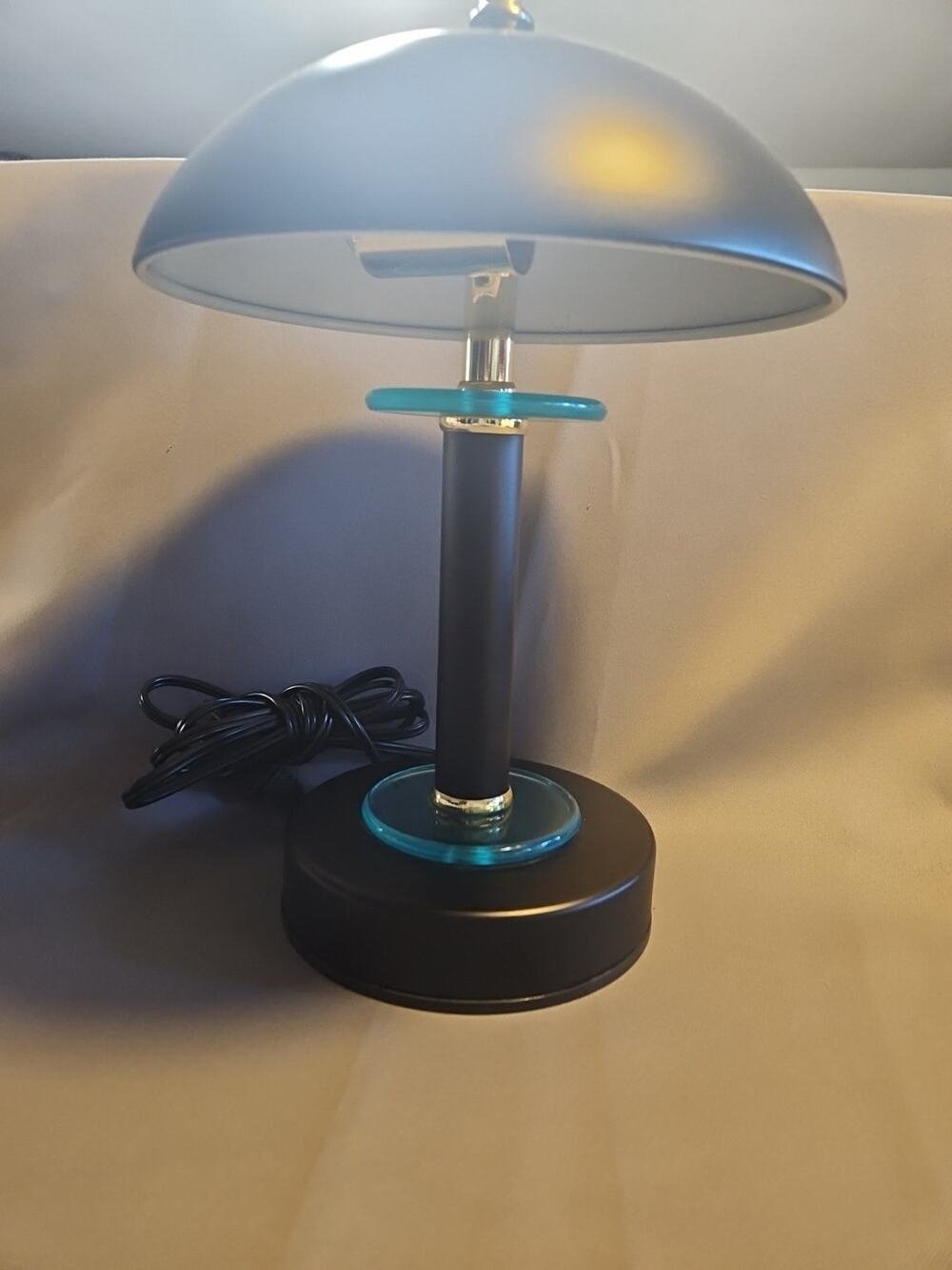 Vintage MCM Mushroom Lamp Light Table Desk Dome Space Age Saucer Black Green